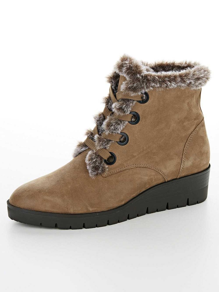 Women'S Shoes Vamos | Taupe Ankle Boots With Warm Lining